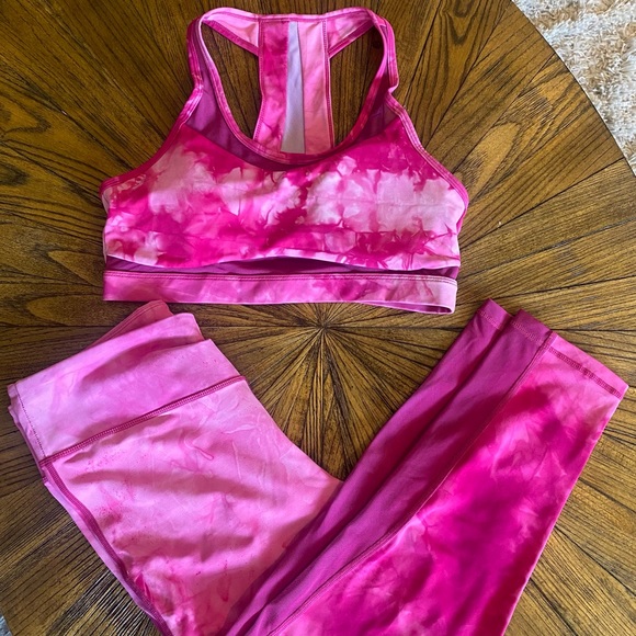 Zyia set Active Hendrix Fuschia Tie Dye Mesh Light n Tight Leggings spor… - Picture 2 of 7